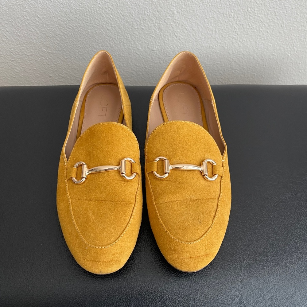 Loft Yellow Suede Loafers Size 7